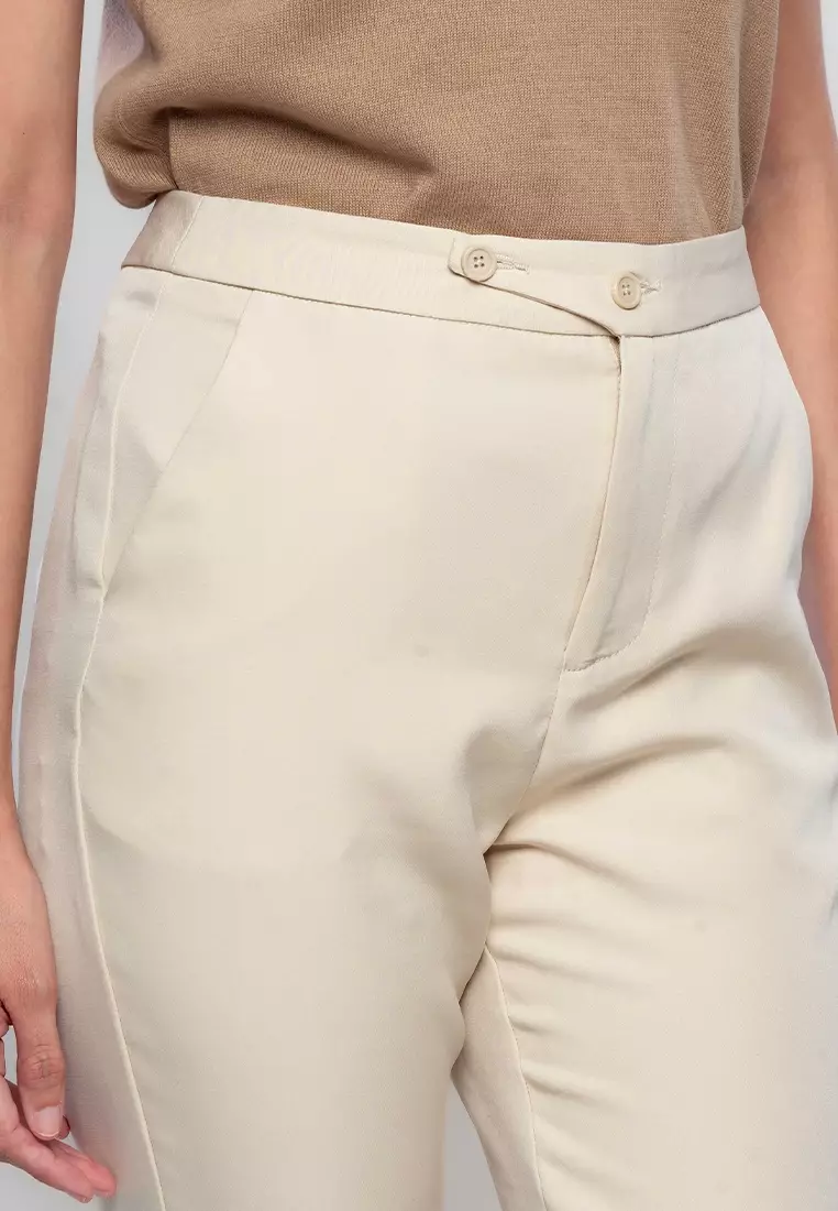 Imogene Slim Pants with Waist Button Detail