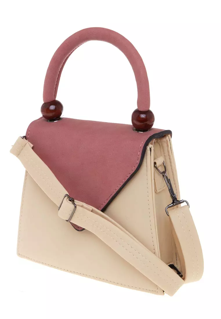 Nika Tas Slempang Wanita Slingbag Dual Tone Color Premium Quality - Cream
