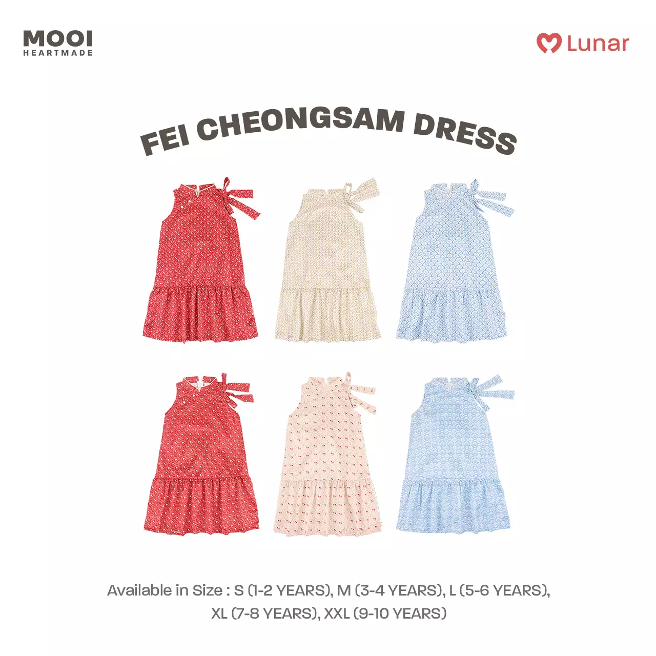 Mooi Dress Anak Perempuan Lunar Collection Fei Cheongsam Dress - Trellis Blue