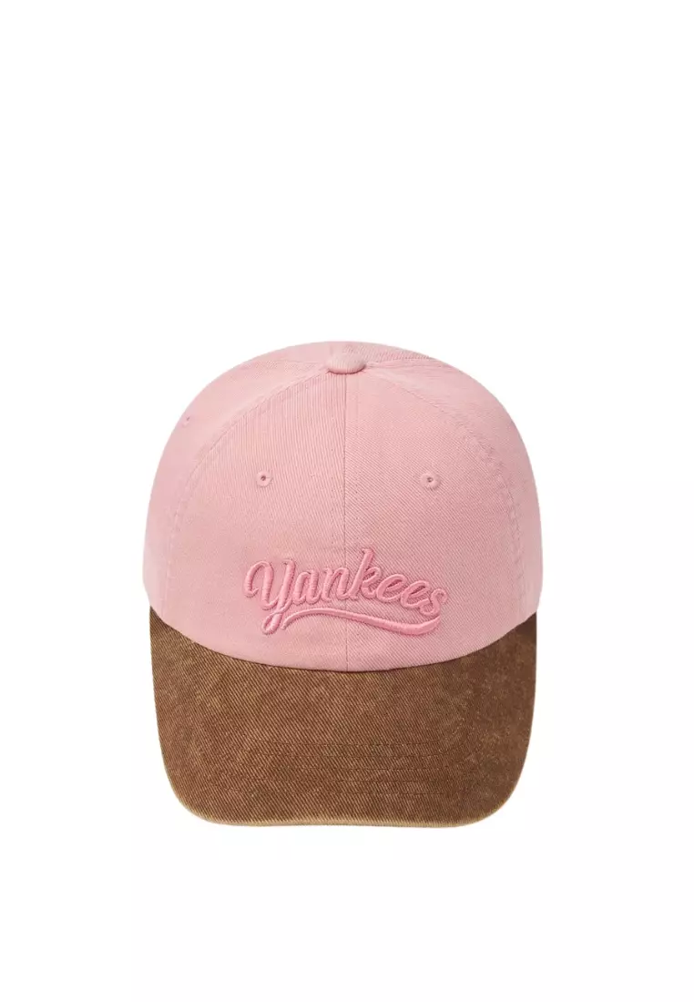 ★MLB Korea★ Varsity Vintage Cursive Color Block Unstructur Varsity Vintage Cursive Color Block Unstructured Ball Cap
