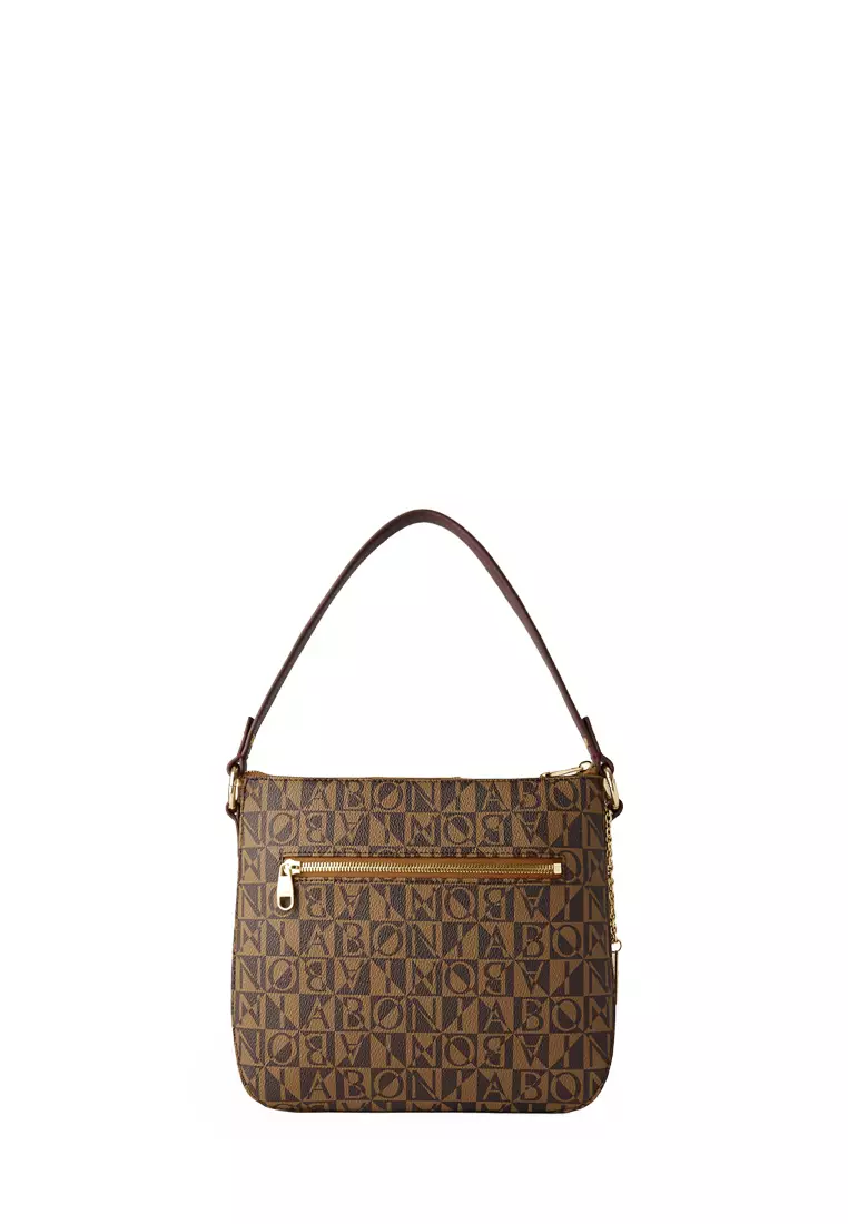 Bonia Brown Rosona Monogram Shoulder Bag