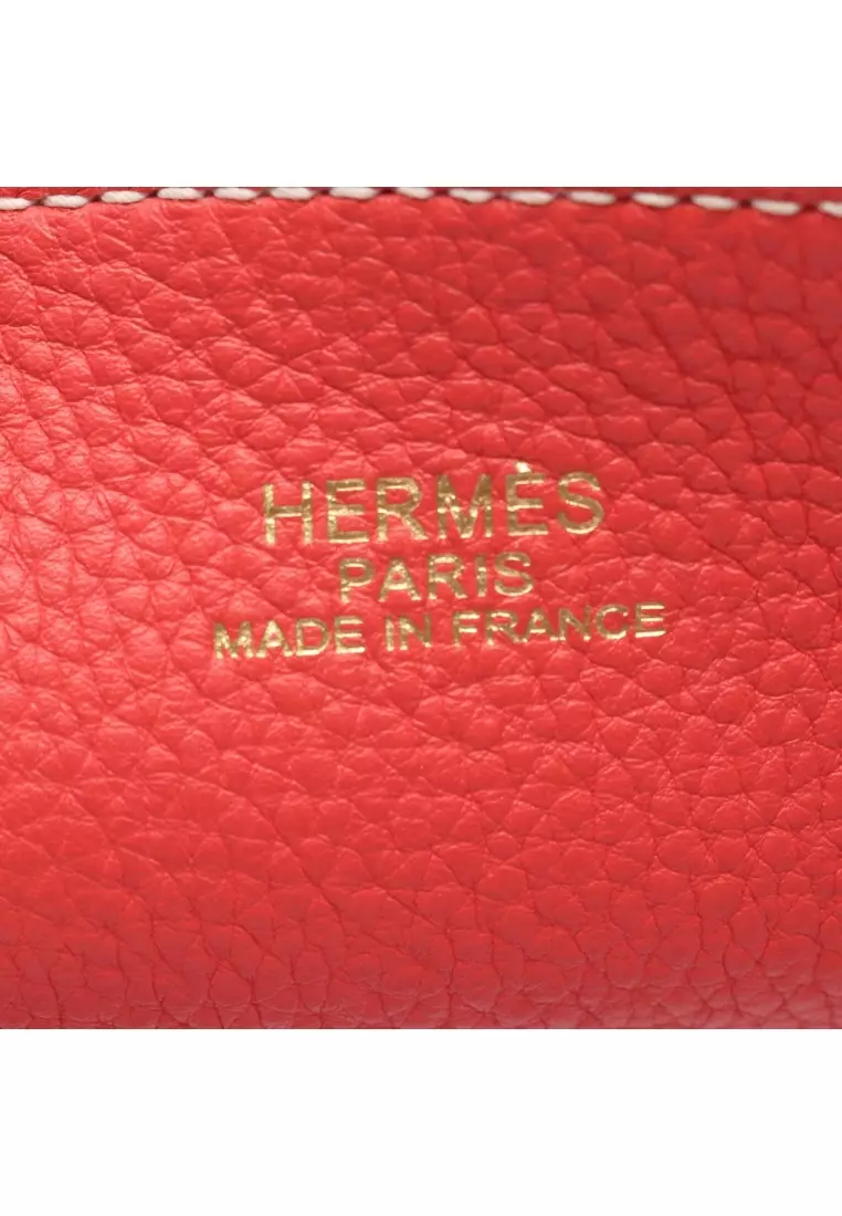 Pre-Loved Hermès double sense 45 bougainvillea Ruby Handbag tote bag Clemence leather pink Bordeaux reversible □JO刻印