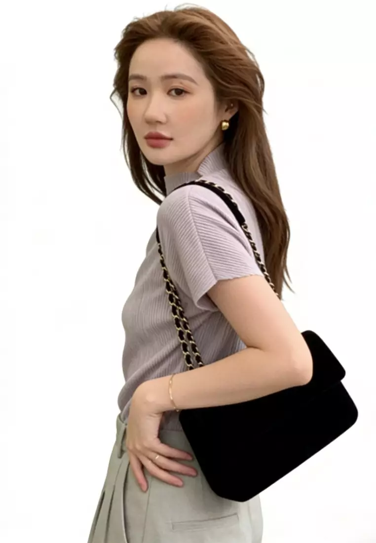 Half Mock Neck Textured Short Sleeve T-Shirt CA26031922LGGY
