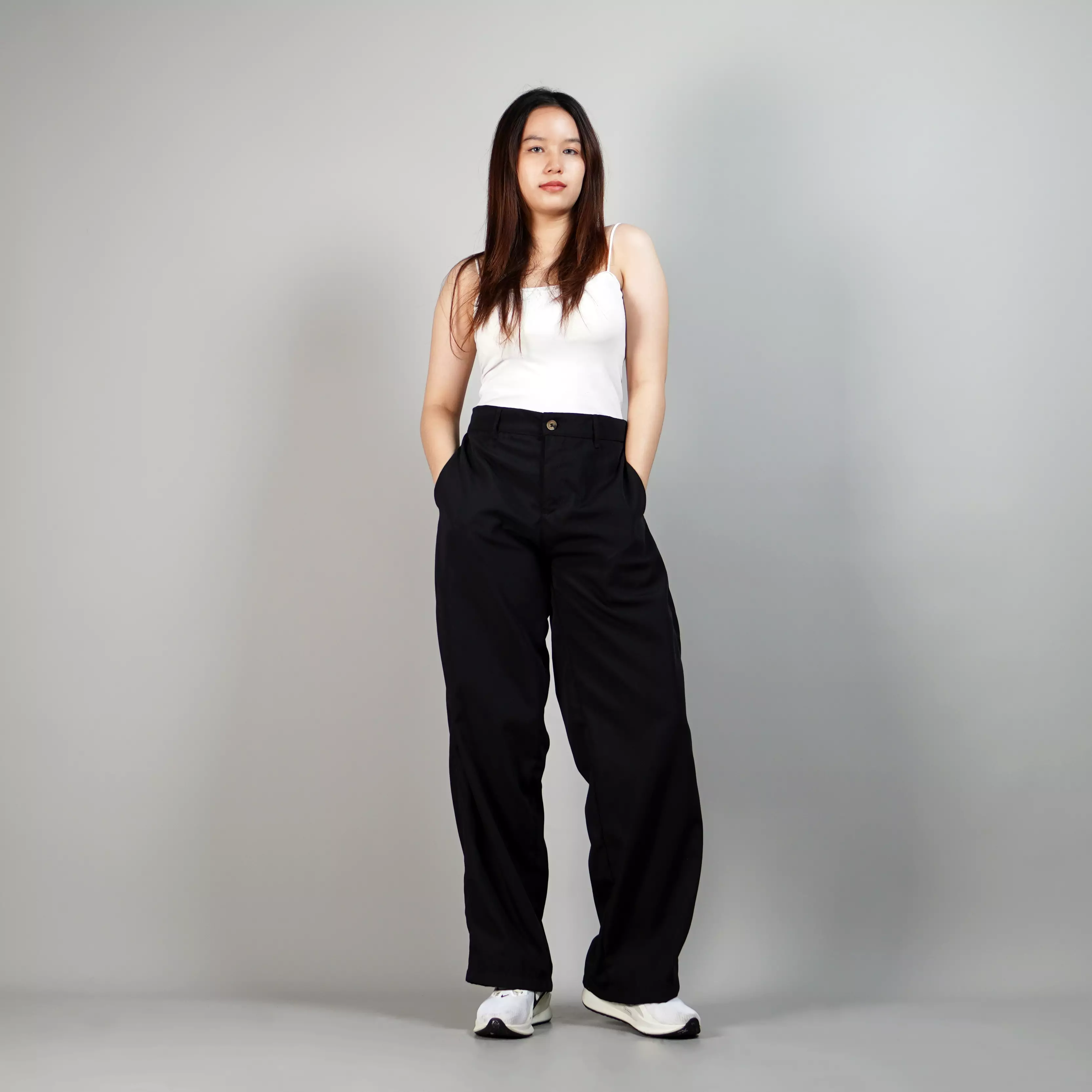 KORY Celana Wanita Loose Fit Pants Celana Loose Wanita - HITAM