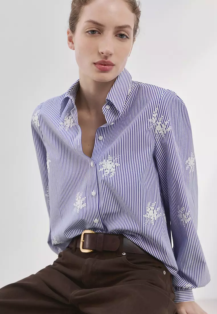 Embroidery Striped Shirt