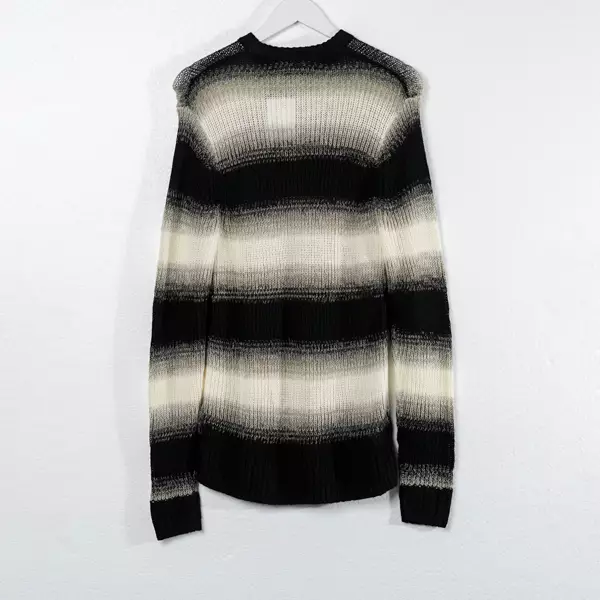 Sweater FRED PERRY STRIPE BLACK IVORY GRADIENT KNIT SWEATSHIRT 100% ORIGINAL