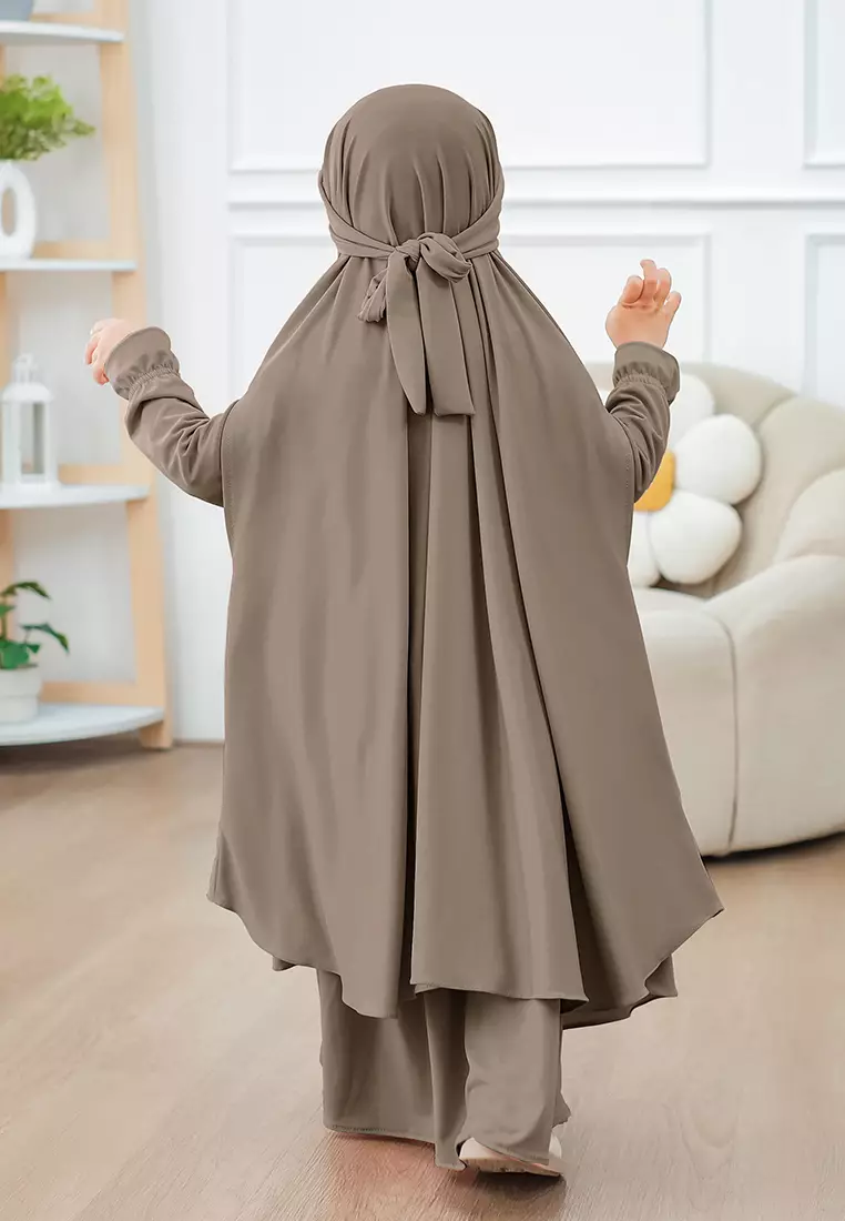 Alyafa Khimar One set Syari | Set Dress Gamis Syari Cadar - Anak - XL