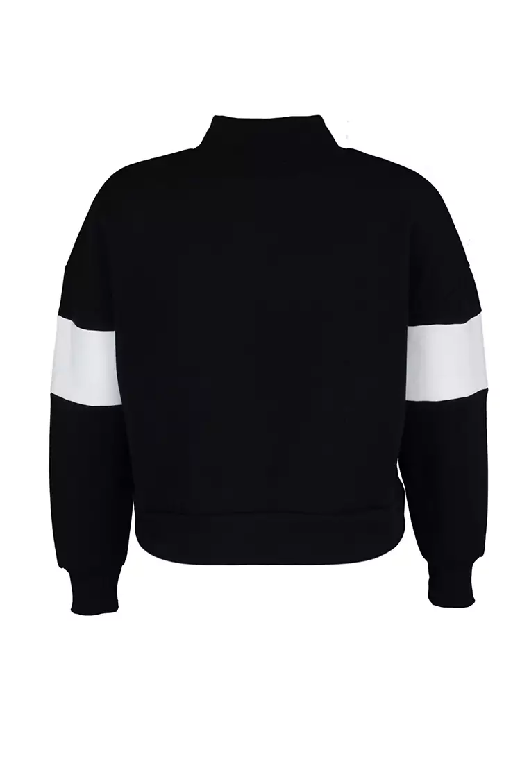 Plus Size Color Block Stand-Up Collar Sweatshirt