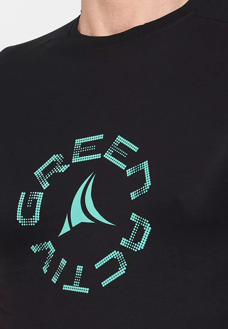 优质黑色男式生态弹力竹纤维训练 T 恤