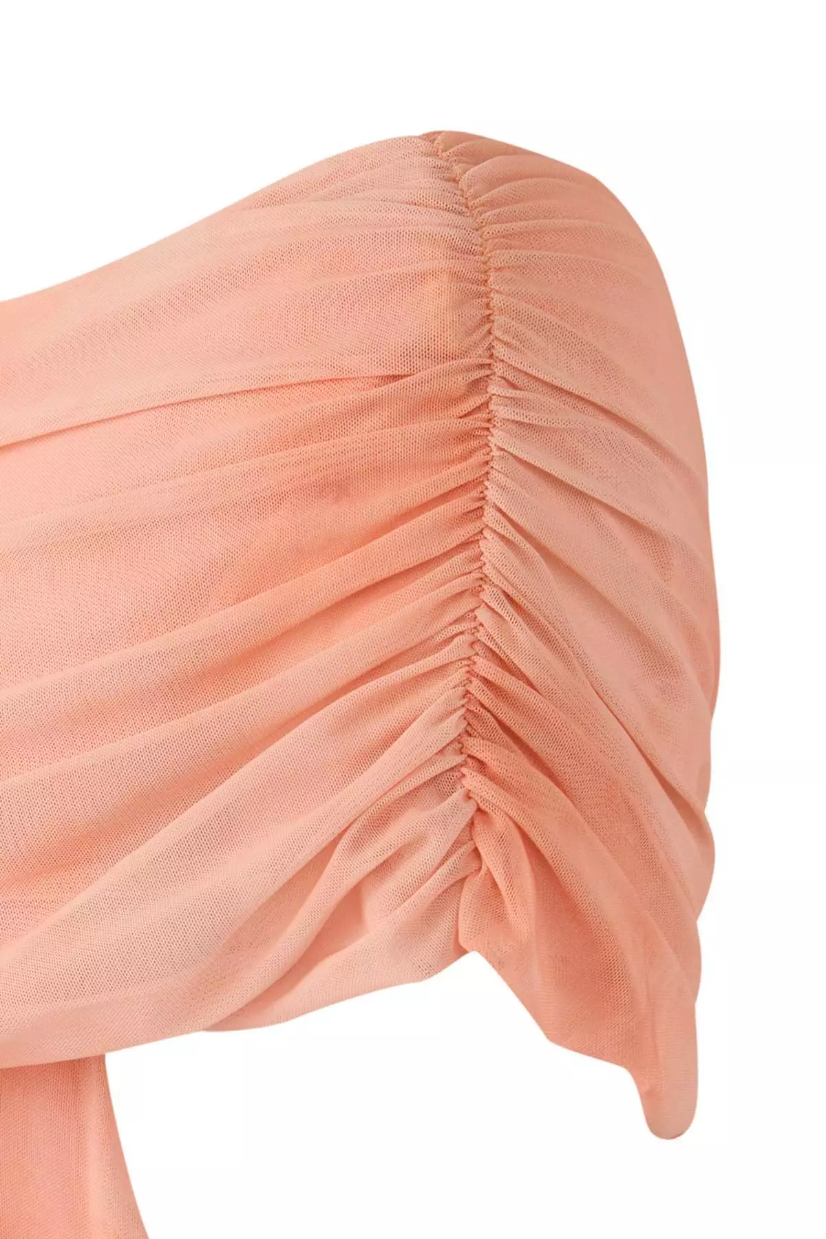 Light Orange Patterned Asymmetrical Collar Woven Maxi Evening Night Graduation Dress