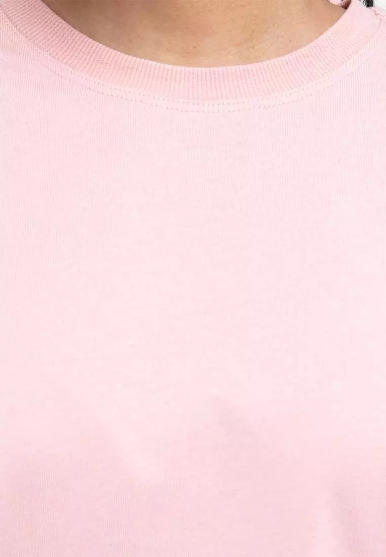 Forest Ladies Premium 100% Cotton Heavy Weight Boxy Cut Crew Neck T Shirt Women | Oversized T Shirt Perempuan - 822323-54Pink