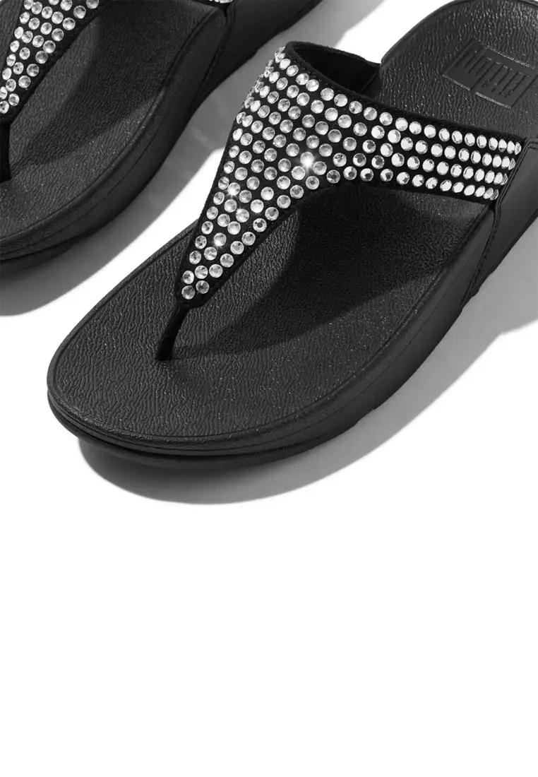 FitFlop LULU Maxi-Crystal Toe-Post Sandals- Black (E5U-001)