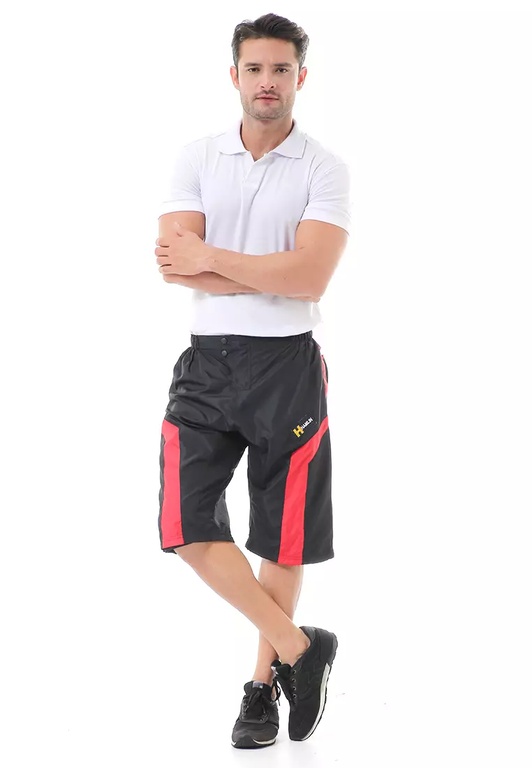 Grissham Celana Pendek Pria Short Pants Kasual Motif List Material Parasut ORIGINAL - Black