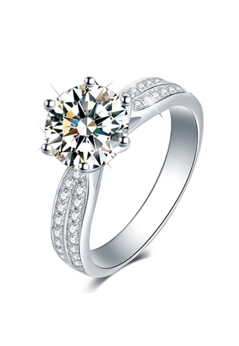 YOUNIQ silver YOUNIQ Double CZ Diamond ROM Engagement Wedding Adjustable Ring 8D481AC080DA0DGS_1