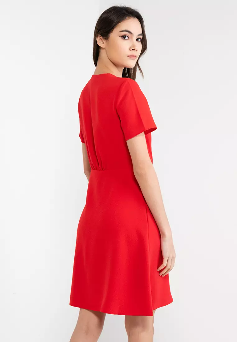 Red wrap dress top
