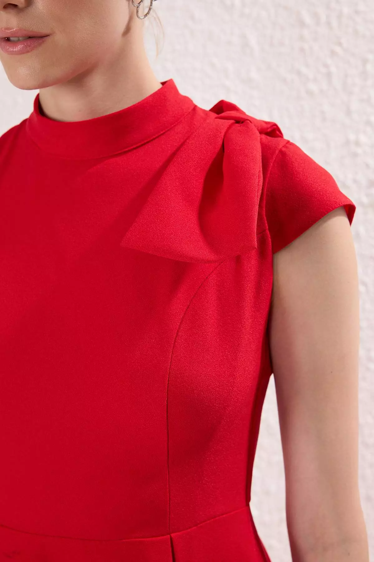 Red A Line Pleated Stylish Evening Dress