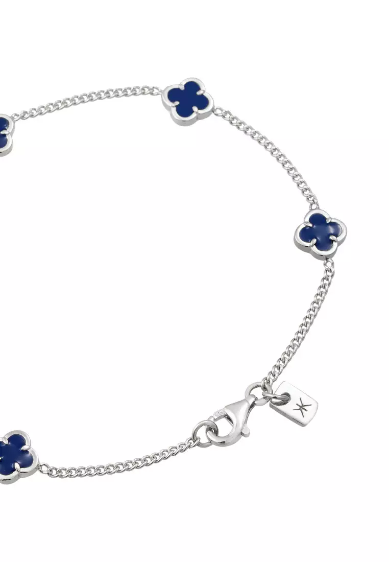 EXCLUSIVE Gelang Perhiasan Perak 925 Pria Cloverleaf Enamel