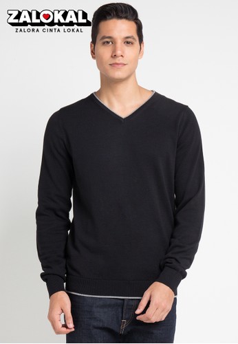 Wallpaper Jual Noir Sur Blanc Mens Vneck Long Sleeve Original Zalora For iPhone Free