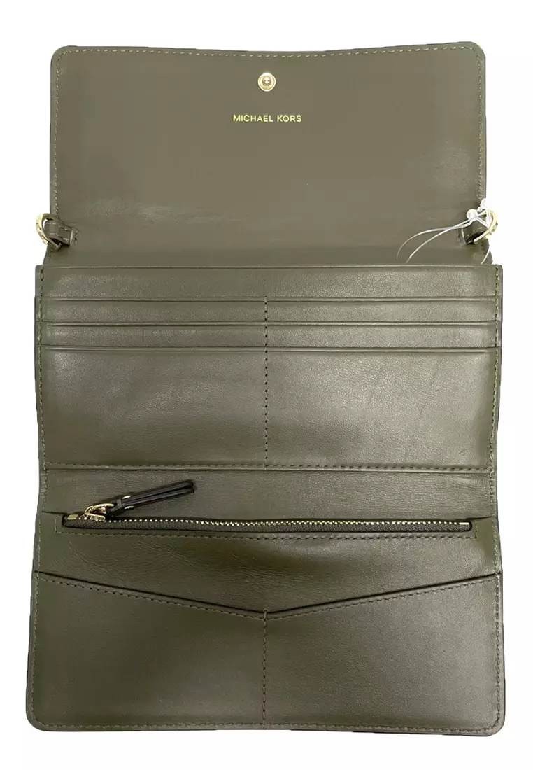 Olive green top michael kors wallet