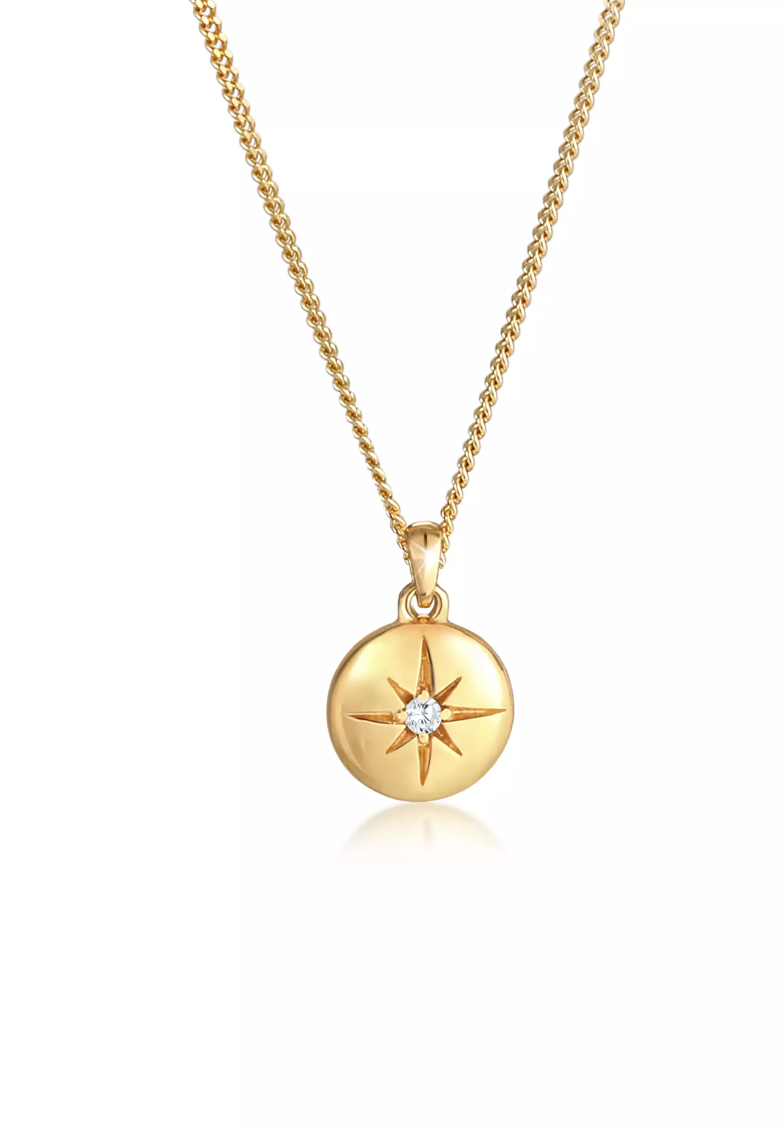 Buy ELLI GERMANY Necklace Plate Pendant Star Zirconia Crystals Gold