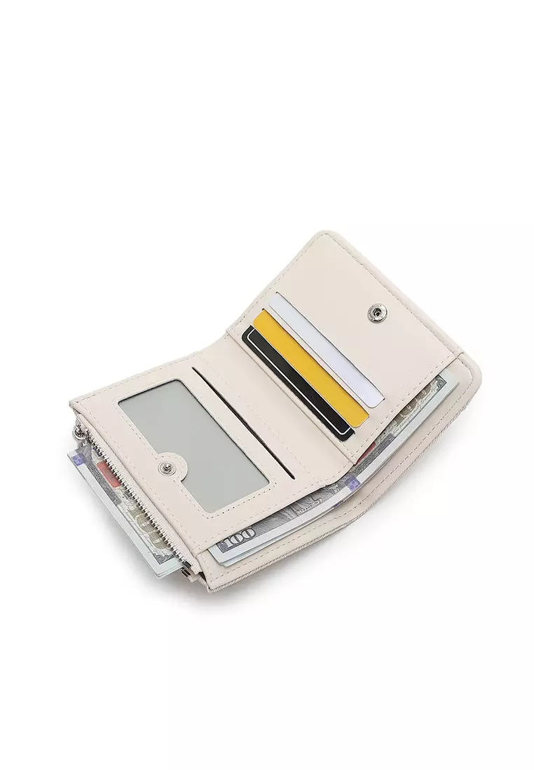 Women's 2 in 1 Purse/Wallet With Coin Compartment (Dompet Wanita 2 in 1 dengan Kompartmen Koin) - Putih