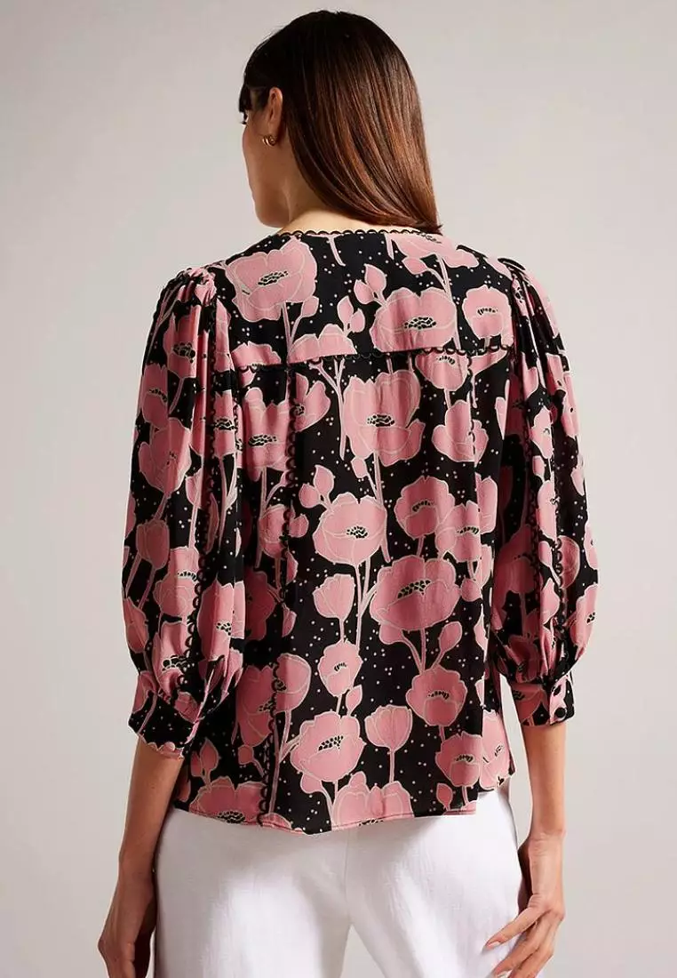 Buy Ted Baker Ted Baker Women's Stephii V Neck Poppy Print Blouse Online ZALORA Malaysia