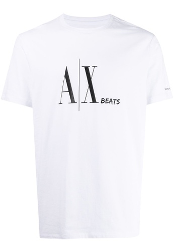 Armani Exchange white AX Armani Exchange Men Ax Beats Logo Crewneck T Shirt 5DE24AA05956ABGS_1