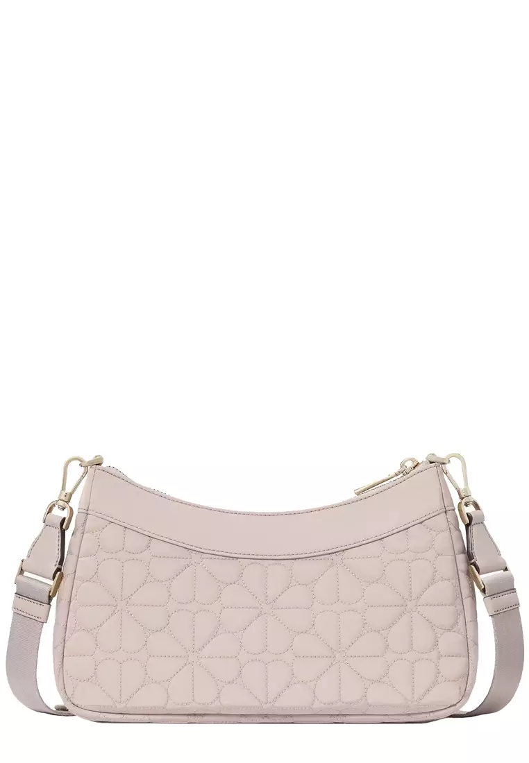 Spade Flower Quilted Fabric Convertible Crossbody Bag in Cozy Grey KK077