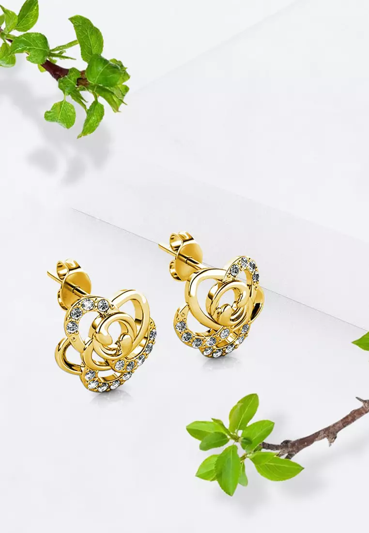 Bloom Gold Stud Earrings Embellished with SWAROVSKI®  crystals