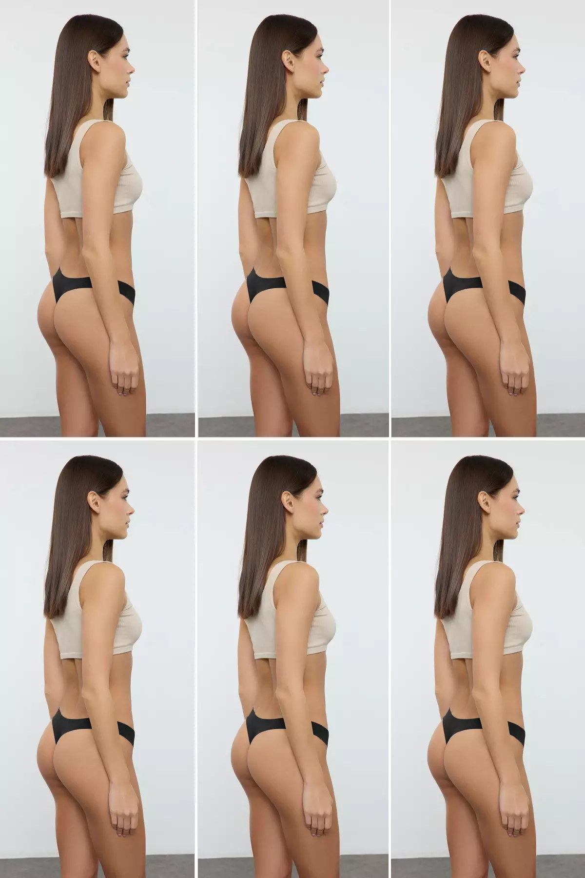 Black 6-Pack Micro Seamless/Non-Trace Laser Cut Thong Knitted Panties THMAW25KU00039