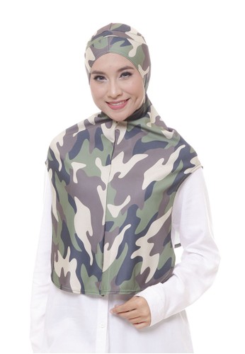 Attiqa Active green Long Fitness Army- Green, Sport Hijab 20E60AAE3FEA77GS_1