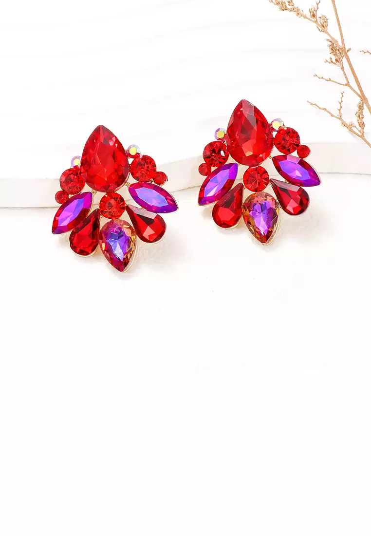 Buy Glamorousky Fashion Brilliant Plated Gold Floral Stud Earrings