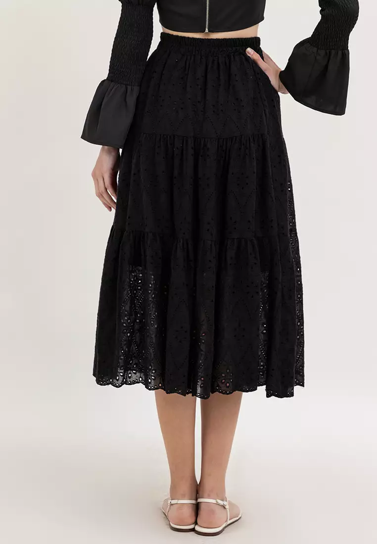 Ella Eyelet Long Skirt