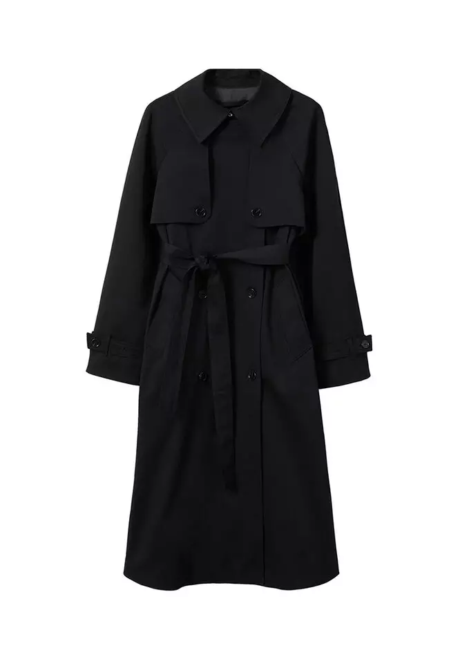 Mango black outlet trench coat