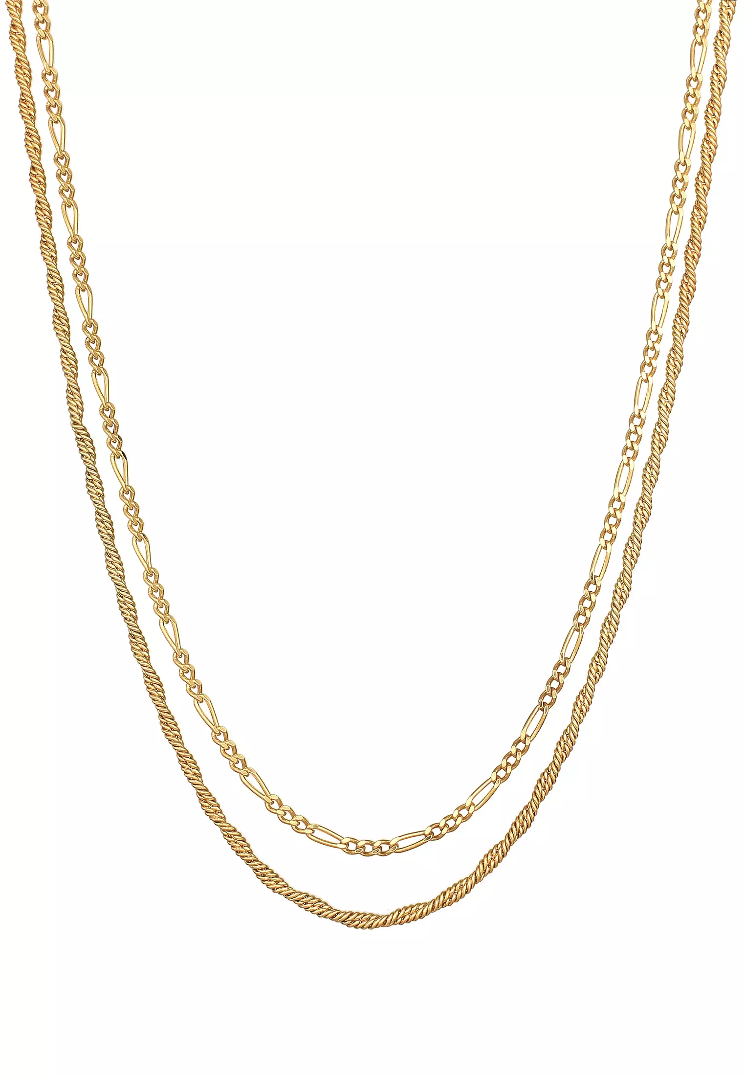 Necklace Men Cord Figaro Set Of 2 Gold Plated
