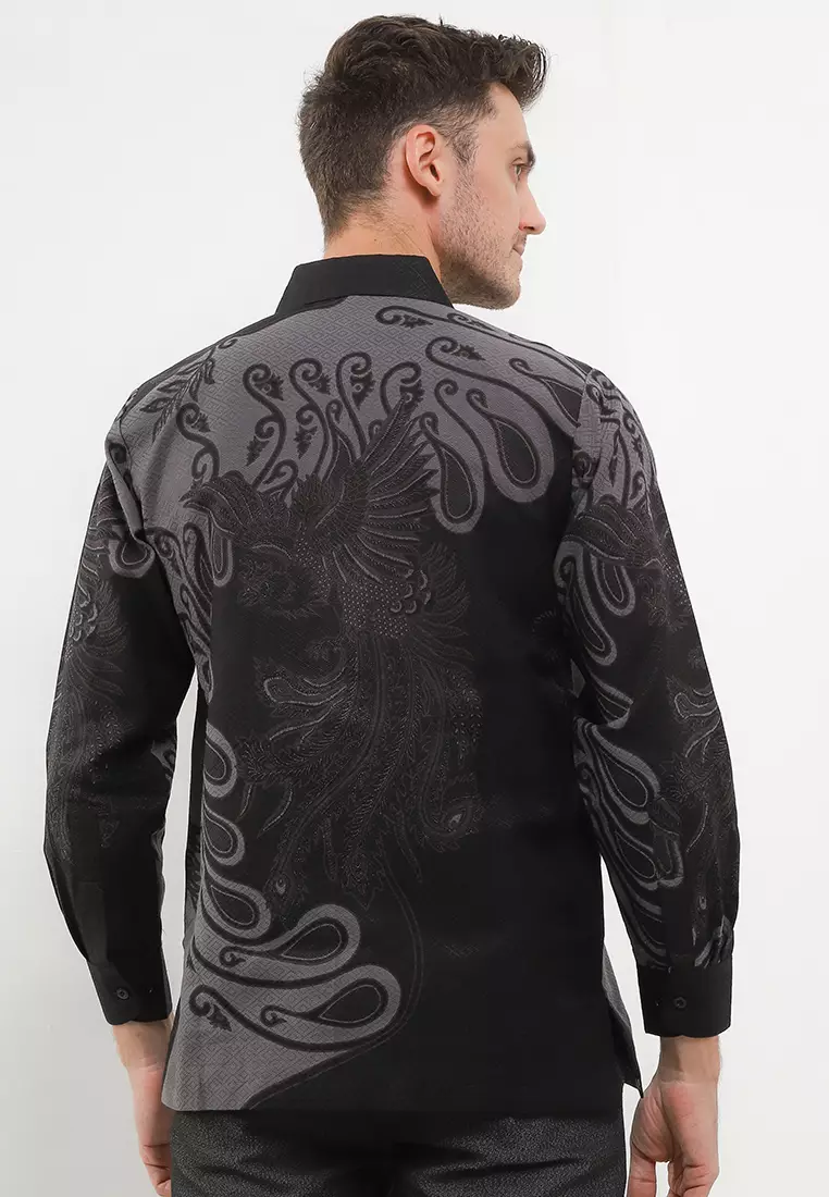 BATIK TALENTA EXCLUSIVE Lengan PANJNG DOBBY KATUN HALUS BLACK CROWN