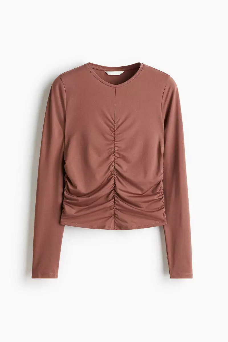 Draped long-sleeved top
