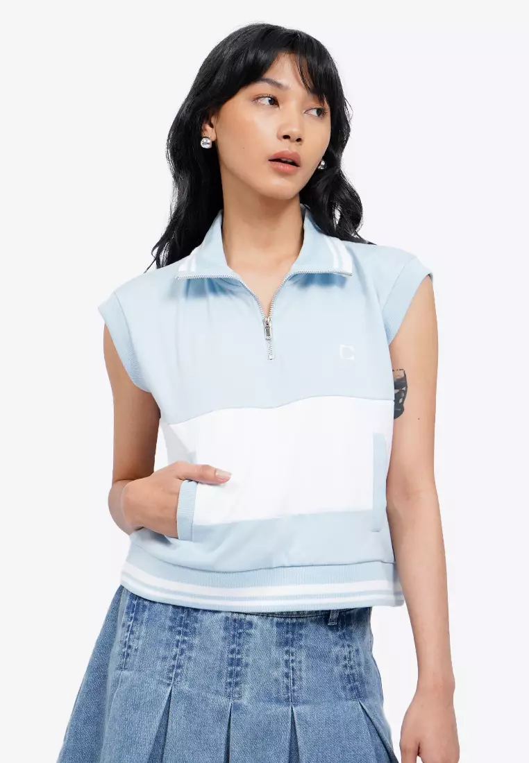 Logo Detail Sleeveless Polo Top