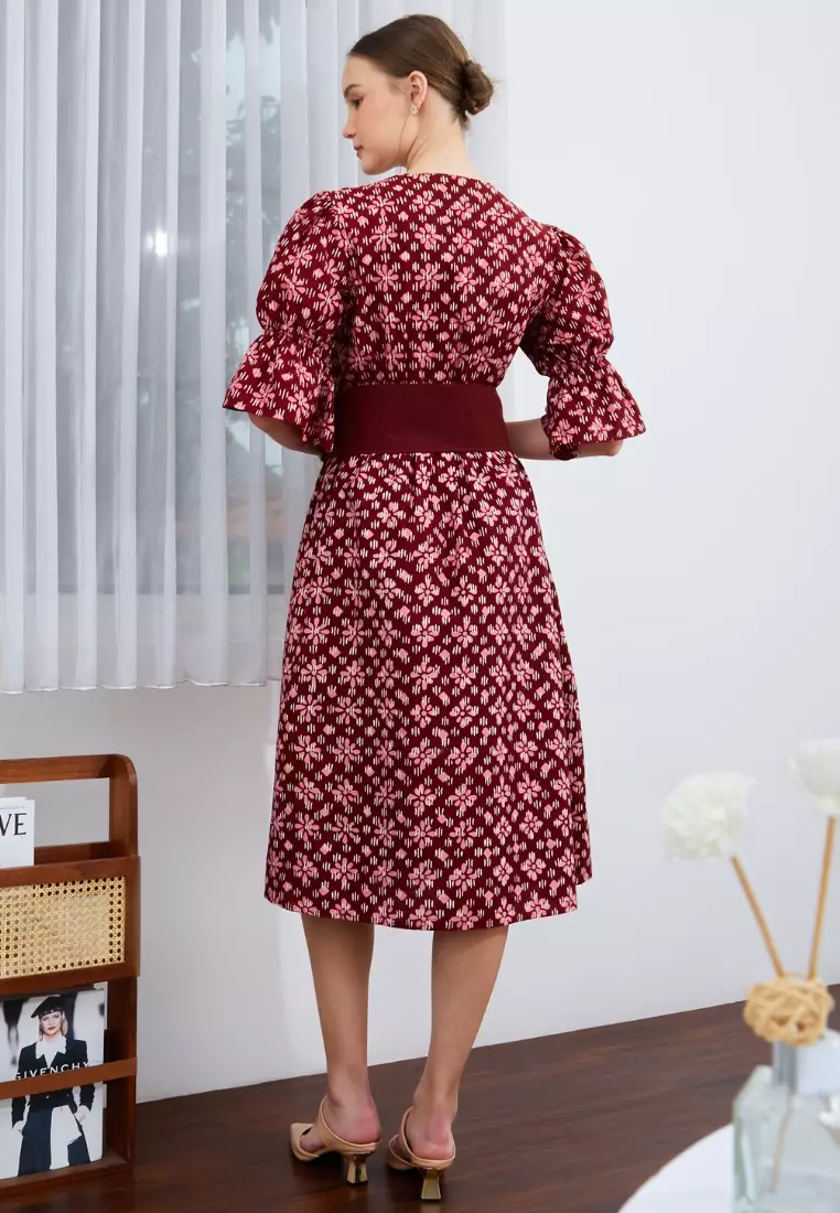 Nayara Dress Batik Nara Maroon