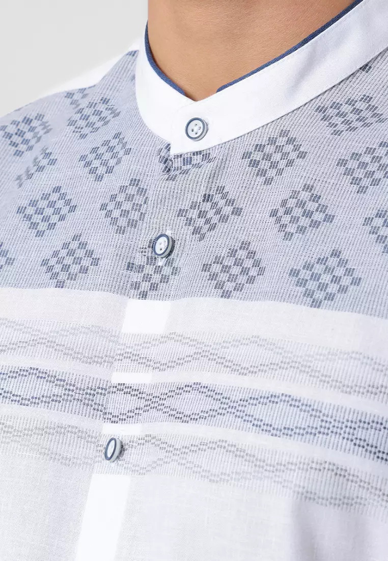 Kemeja Koko Pria Lengan Pendek Baju Muslim Pria ATHAR WHITE
