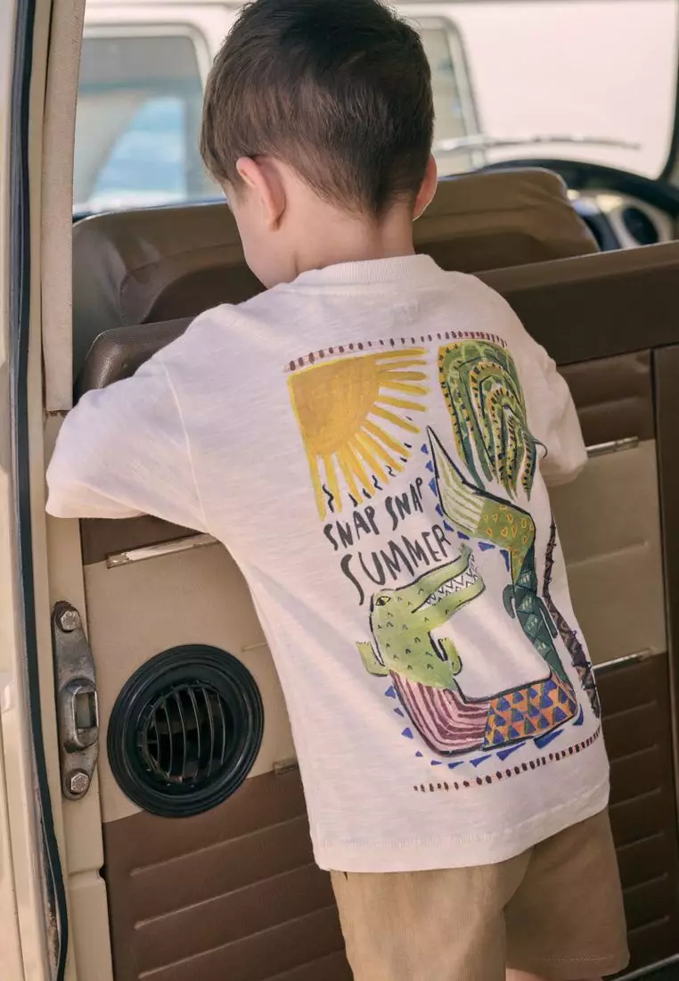 Short Sleeve Back Print 100% Cotton T-Shirt