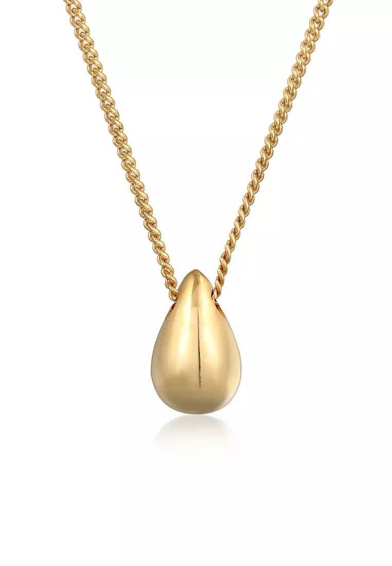 Kalung Perhiasan Perak 925 Wanita Drop Pendant Timeless Simple Gold Plated