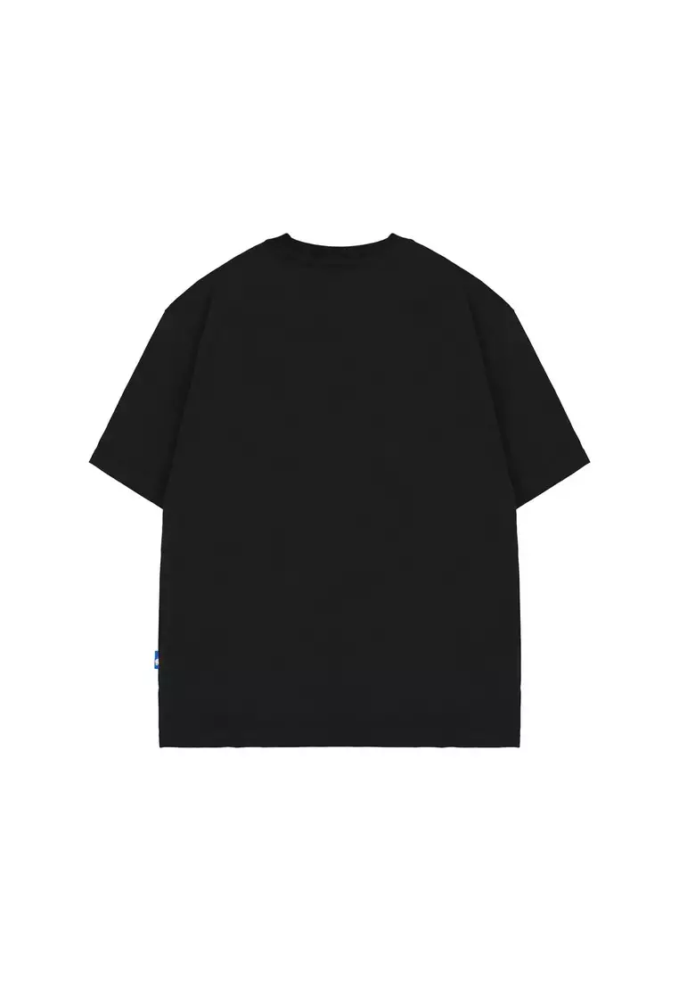 Moutley Men's T-Shirt Short Sleeve Oversized Fit Cotton 20s Black OL-C150325