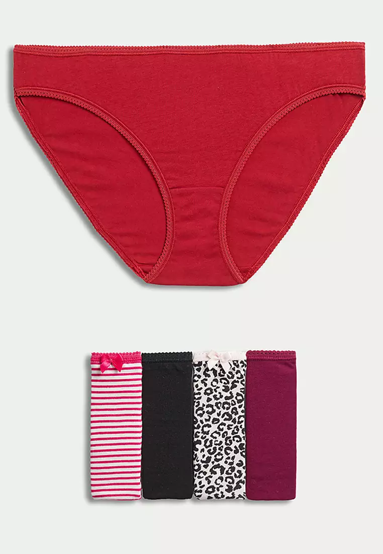 5pk Cotton Lycra™ Printed Bikini Knickers