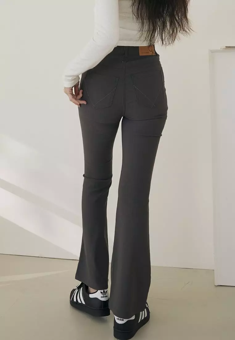 High-Waist Shaping Flared Pants with Stretch Wide Waistband [BA7617]