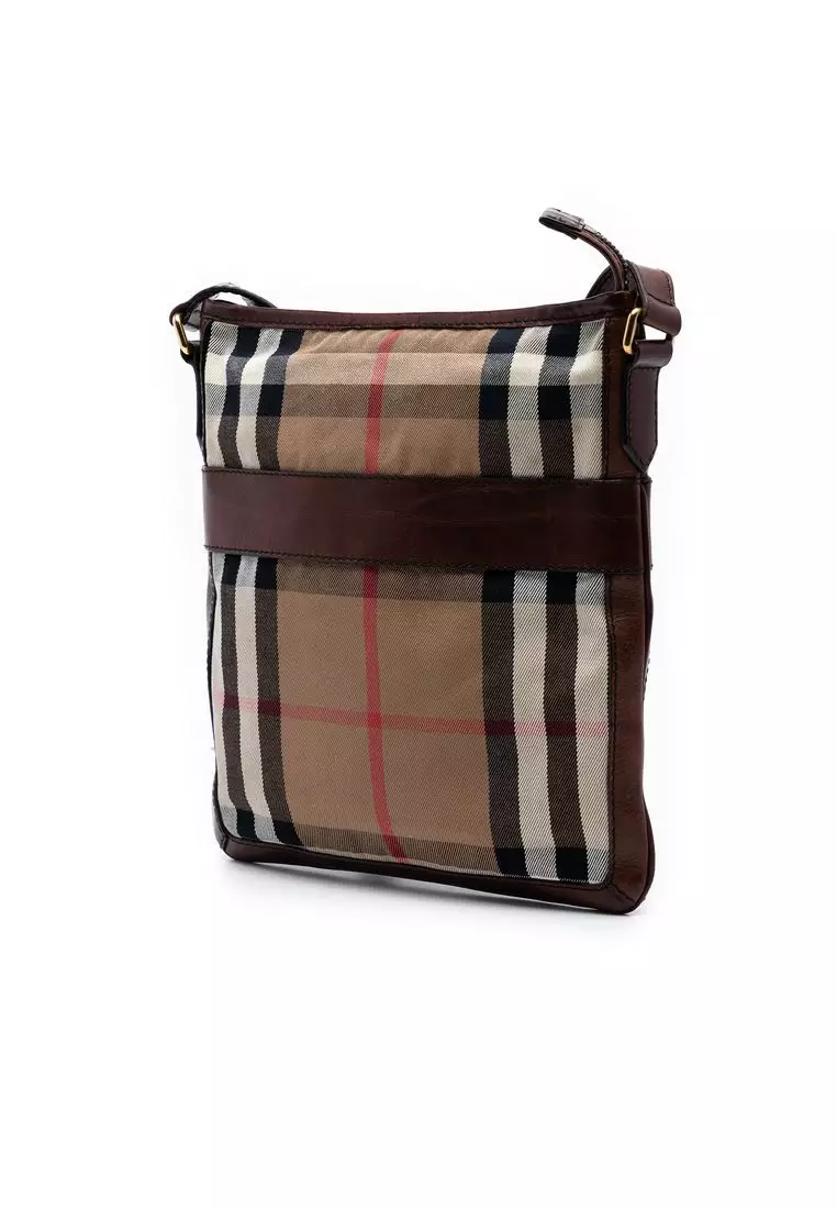 Pre-Loved Burberry Exploded Check Canvas Crossbody