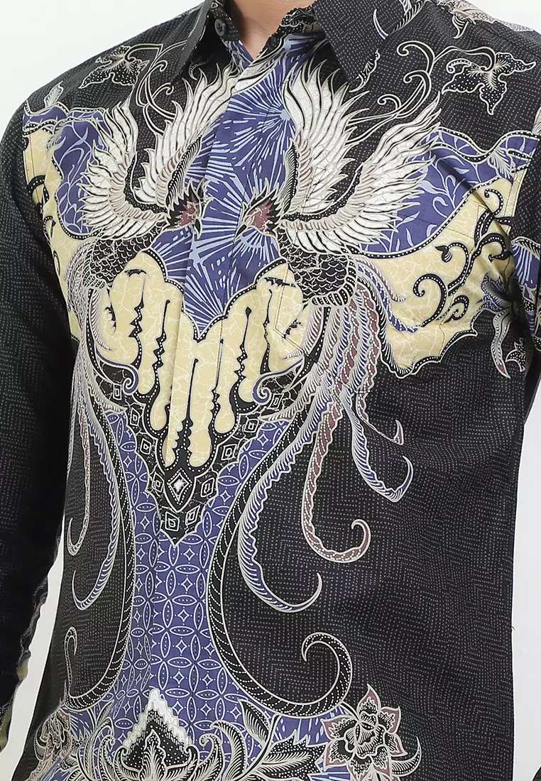 BATIK TALENTA EXCLUSIVE Lengan PANJANG slimfit PR BURUNG NAVY