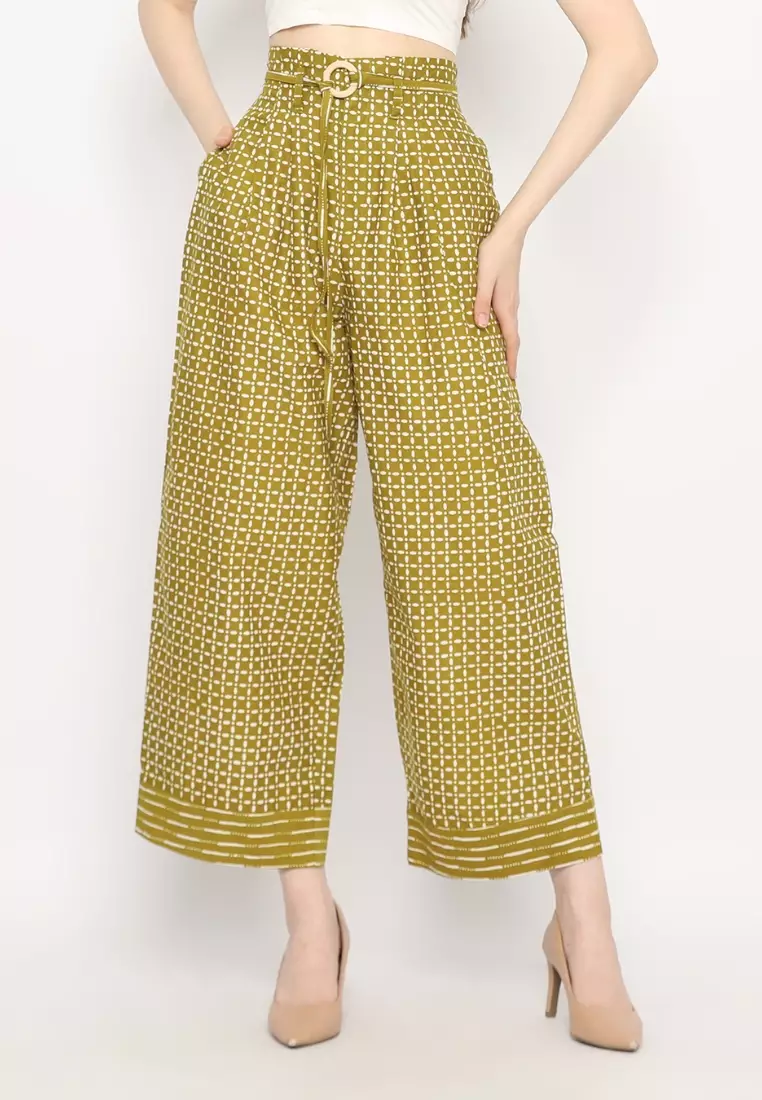 Jual Kichi Batik Nuria Kawung Pants Olive Original Zalora Indonesia