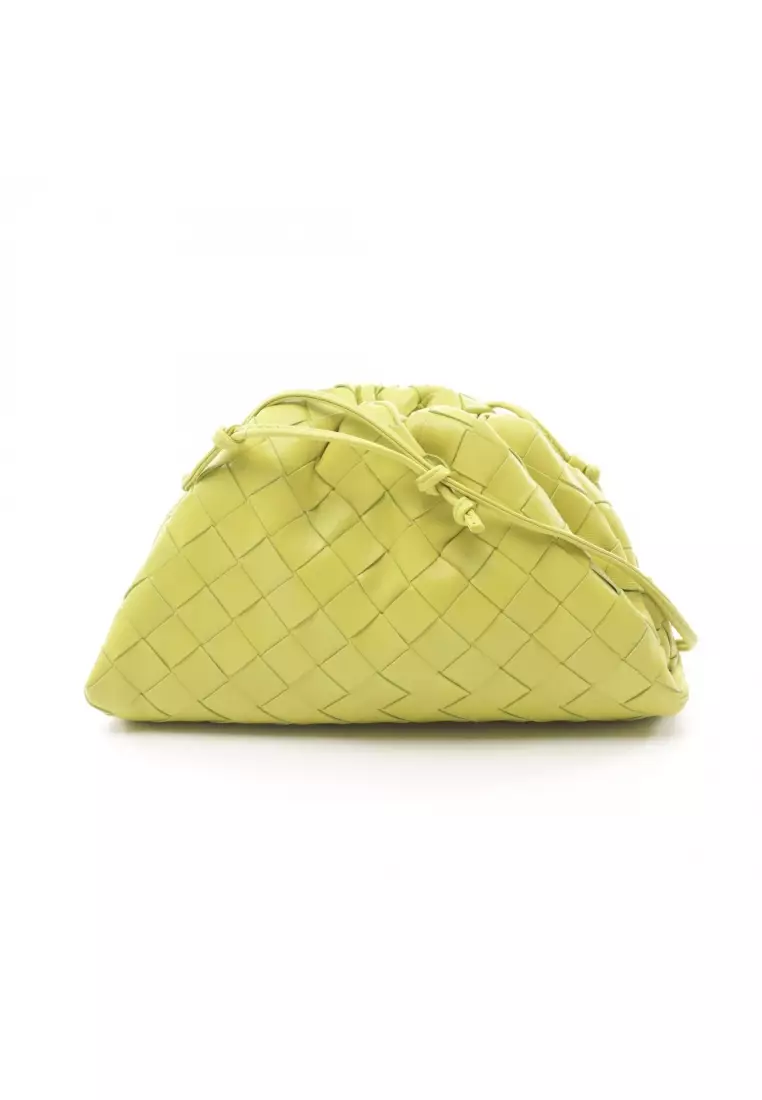 BOTTEGAVENETA Mini the pouch leather Gamaguchi Shoulder Bag Pochette 585852 parakeet green