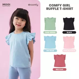 Mooi Atasan Anak Perempuan Comfy Girls Ruffle T-shirt - Black